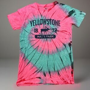 Yellowstone National Park Tie Dye T-Shirt Short Sleeve‎ Graphic Tee RW